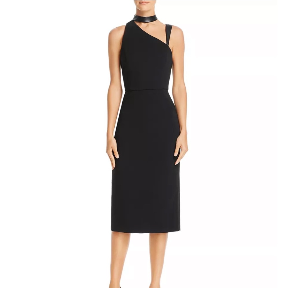 Alice + Olivia
Jona Leather-Trim Asymmetric Sheath Dress